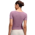 thumbnail image 2 of CRZ YOGA Softembrace Tops for Women Casual Soft Going Out Short Sleeve Shirts Sexy U Neck Tight Fitted Tees, 2 of 6