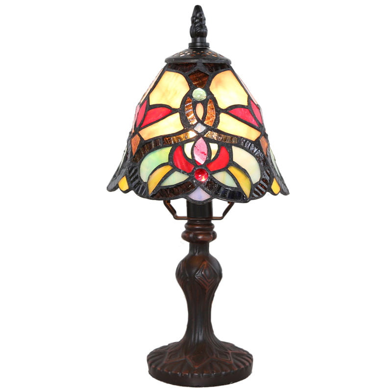 12.5 H Stained Glass Cordless Wine Bottle Accent Lamp