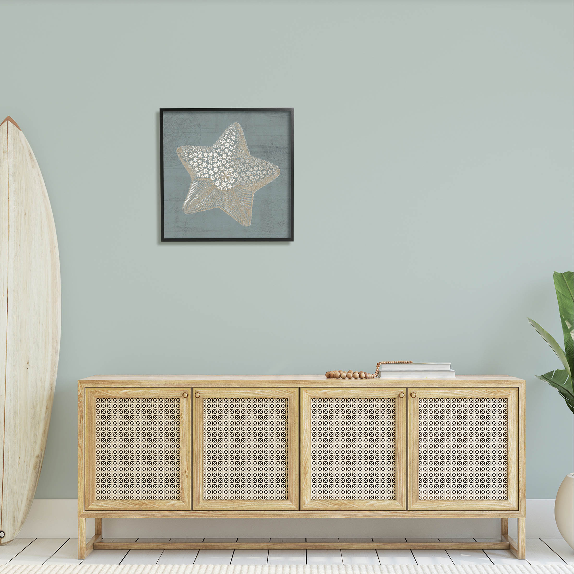Patterned Starfish Aquatic Sea Life Animals & Insects Graphic Art Black Framed Art Print Wall Art