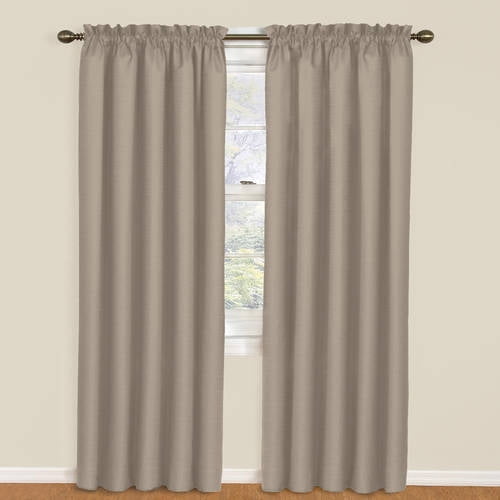 Eclipse Samara Solid Color Blackout Rod Pocket Single Curtain Panel Mushroom 42 X 95 Walmart Com