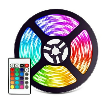

LED Strip Lights Kit 5m/16.4ft Length 5050 RGB Remote Control Changing Color Waterproof Power Supply Smart Light Strip for Bar Home Decoration