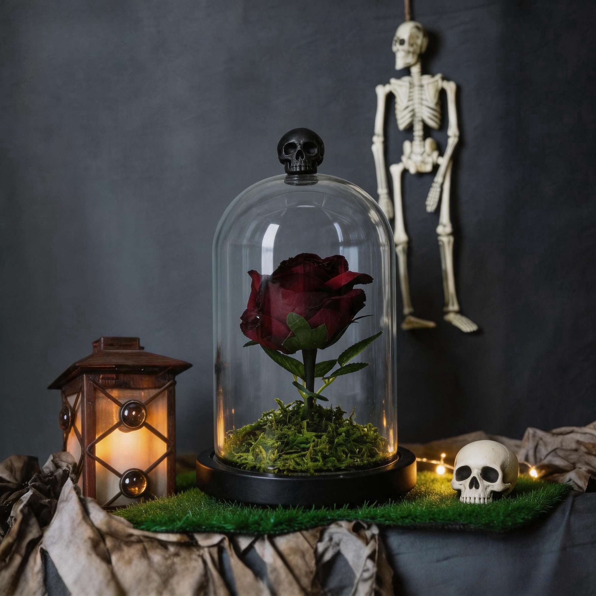 Clear Dome with Rose Decoration, Multicolor, 7.4", Halloween by Way To Celebrate