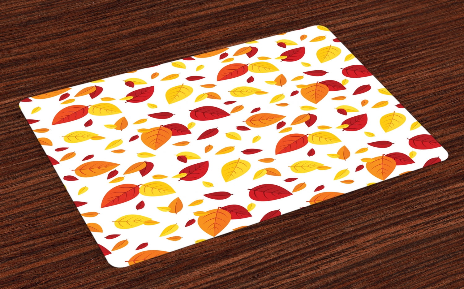 Leaf Placemats Set of 4 Colorful Fall Autumn Leaves on White Background