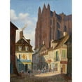 thumbnail image 3 of Giuseppe Canella 15x18 Black Modern Framed Museum Art Print Titled - A Street in Chartres with the Cathedral in the Background, 3 of 5