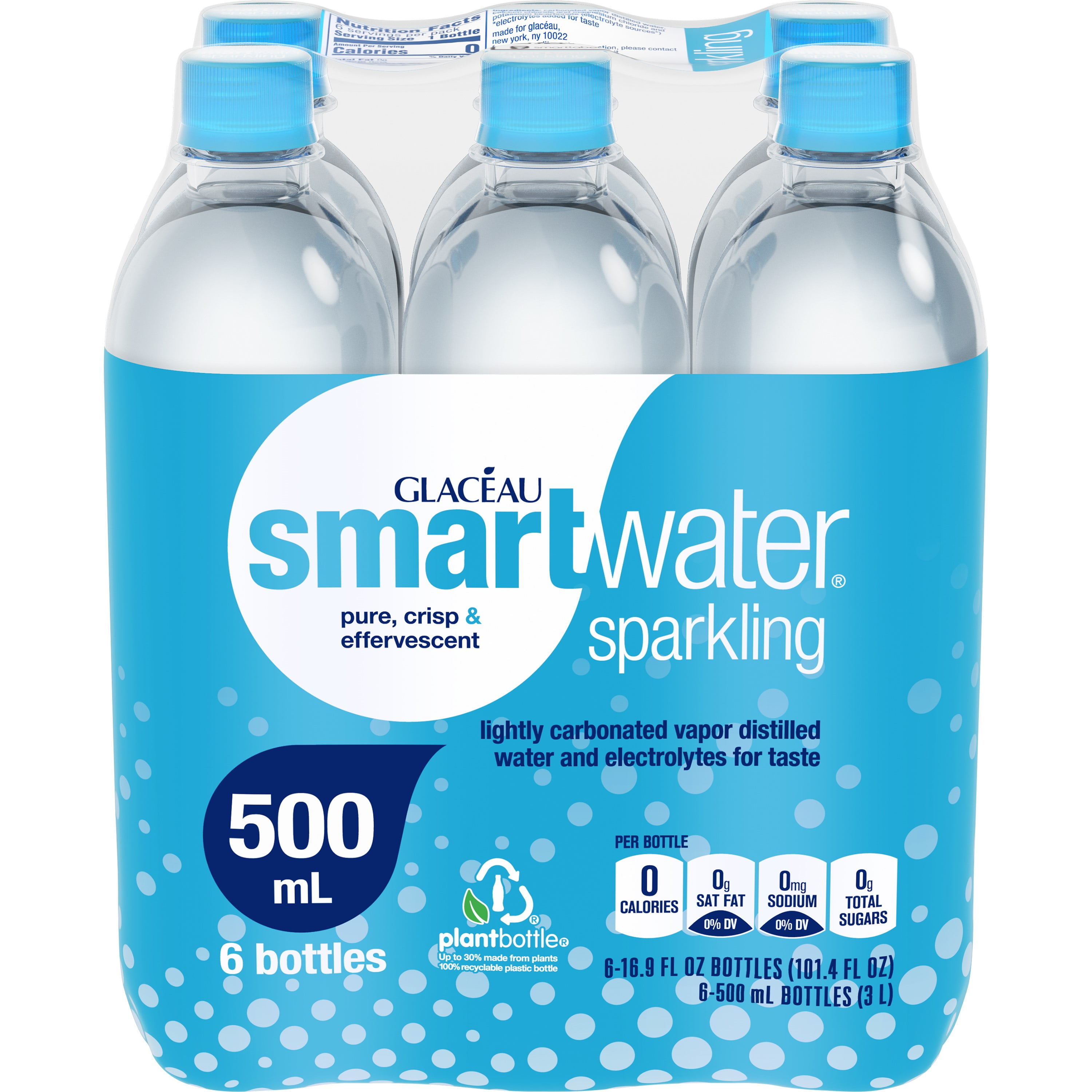 Smartwater Sparkling 500Ml, 16.9 Fl Oz, 6 Count