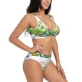 thumbnail image 2 of Wukai Plants and Insects Women's Bikini Set Two Piece,wimsuit High Waisted V Neck Twist Front Adjustable Spaghetti Straps Bathing Suit-, 2 of 7
