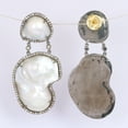 thumbnail image 3 of Natural Pearl Diamond Gemstone 925 Sterling Silver Earrings, 3 of 5