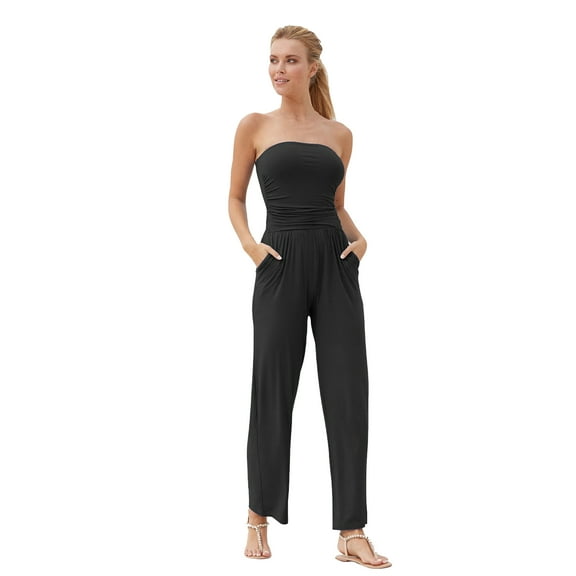 LASCANA Women's Strapless Jumpsuit Ruching