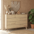 thumbnail image 3 of Danpinera Home 8-Drawer Double Dresser for Bedroom, 34" Tall Wood Chest & TV Stand with Fluted Panels, Natural Oak, 3 of 9