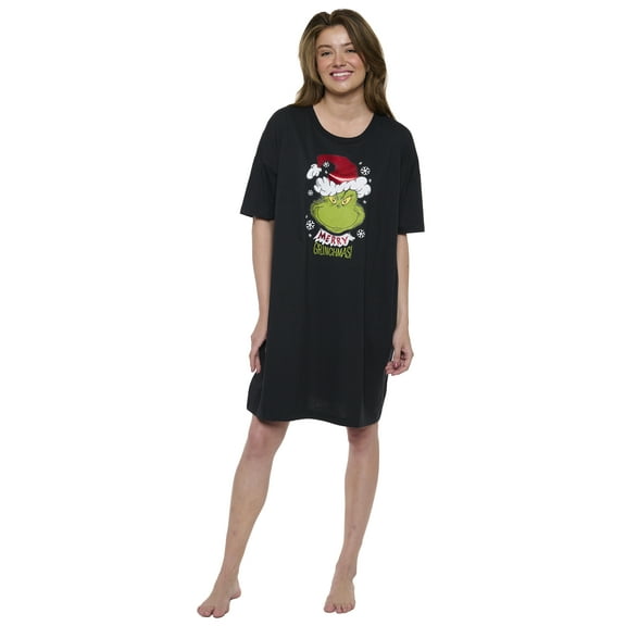 Womens & Womens Plus Size The Grinch Sleep Shirt Merry Grinchmas Nightgown Black