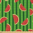 thumbnail image 2 of Ambesonne Melon Fabric by the Yard Upholstery, Slices on Vertical Stripes, 1 Yard, Fern Green Hunter Green, 2 of 5