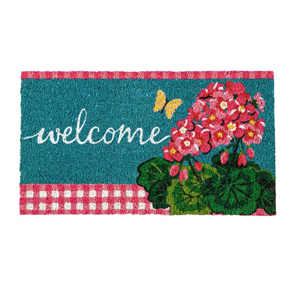 Spring Geraniums Coir Mat
