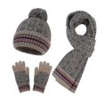 thumbnail image 3 of Snowflake Print Beanie Hat Scarf Touch Screen Gloves Set With Pom For Women, 3 of 5