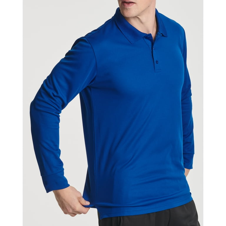 3 Pack Men's Dry-Fit Long-Sleeve Active Polo Shirt - Casual