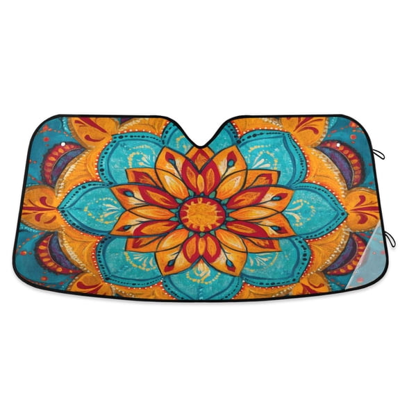 ALAZA Vintage Mandala Boho-t3 Windshield Sun Shade Car Foldable Visor Block UV Rays Protector 55"x27.6"