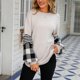thumbnail image 2 of Suéter gota hombro manga larga cuello redondo Plaid Stripe impresión Tops para Mujer, 2 of 8