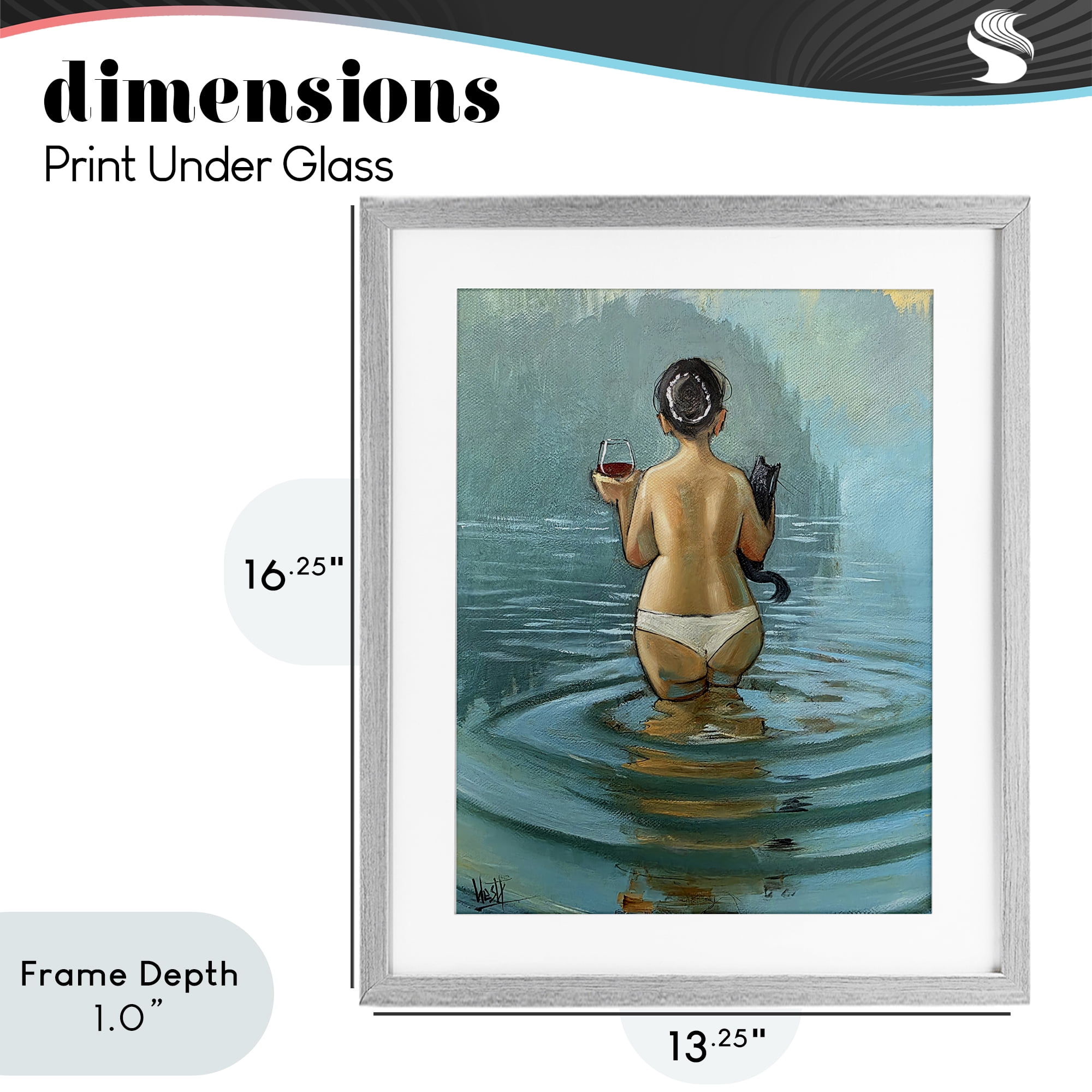 Stupell Industries Cat & Wine Dip At Twilight Gray Framed Print Under Glass, design by Ronald West