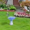 thumbnail image 5 of 17 Inch Glazed Ceramic Bird Bath Blue Ombre Floral Pattern Lightweight Tall Pedestal Bird Bath Elegant Outdoor Decorative Bird Basin for Garden Yard Patio and Lawn, 5 of 10