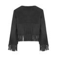 thumbnail image 4 of YiZYiF Girls Boys Western Cowboy Cowgirl Costume Long Sleeve Fringe Jacket Tops Kids Halloween Party Black 14, 4 of 7