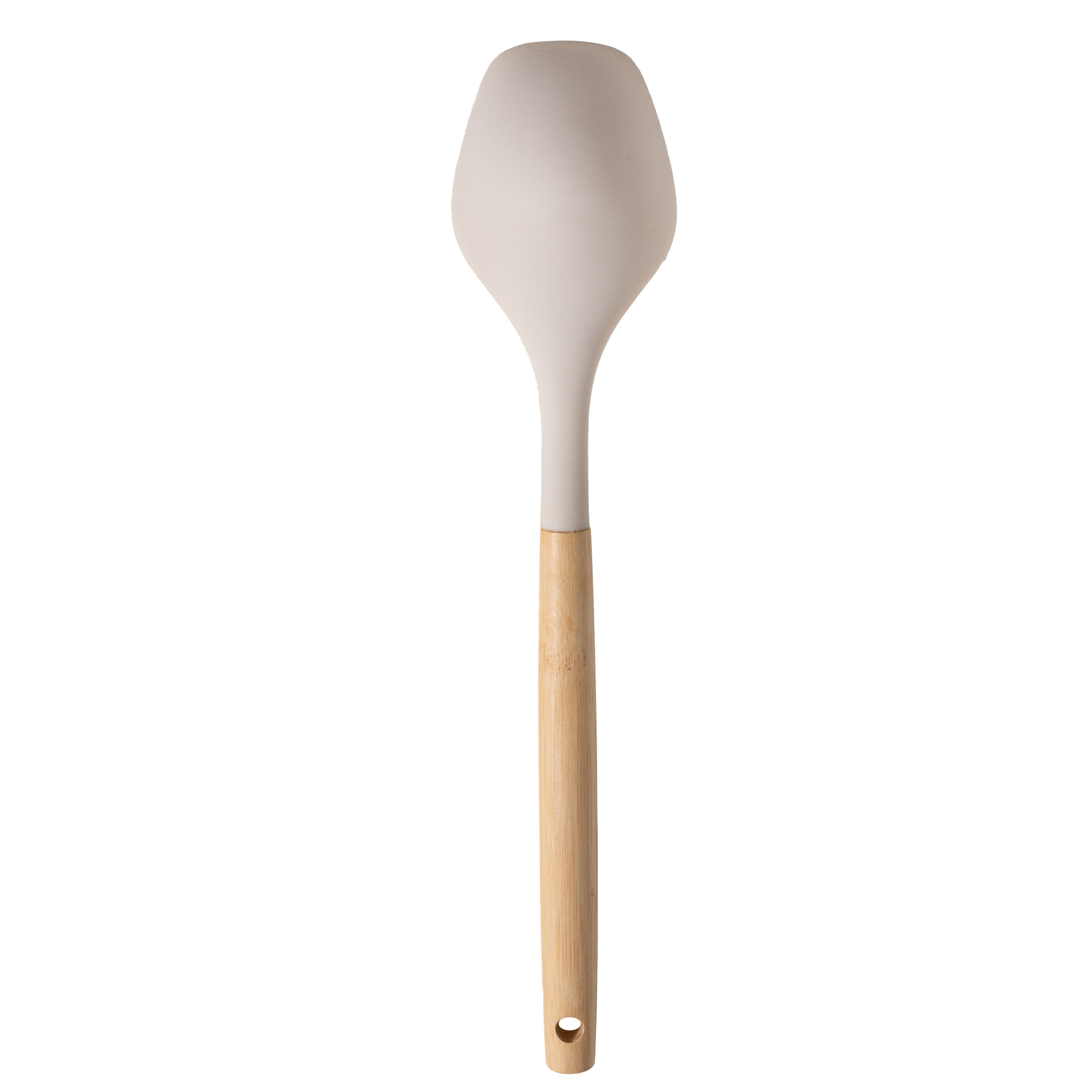Mainstays Silicone 12.8in L Solid Spoon with Bamboo Handle