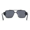 thumbnail image 4 of Luxurious Rectangle Flat Top Bridge Racer Metal Rim Officer Sunglasses All Black, 4 of 4