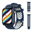 thumbnail image 2 of Sport Bands Compatible with Apple Watch Band 38mm 40mm 41mm 42mm 44mm 45mm,Soft Silicone Waterproof Strap Wristbands Compatible with iWatch Apple Watch Series 7 6 5 4 3 2 1 SE Women Men -Blue, 2 of 7