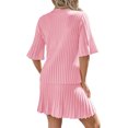 thumbnail image 3 of Women 2 Pieces Knit Set Half Sleeve Pullover Sweater and Mini Skirt Matching Sets, 3 of 7