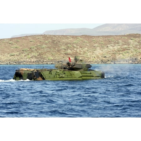 Amphibious assault vehicle crewmen conduct a water gunnery range at a Djibouti beach Canvas Art - Stocktrek Images (35 x 23)