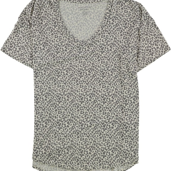 American Eagle Womens Leopard Basic T-Shirt, Beige, Medium