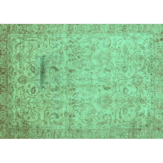 Ahgly Company Machine Washable Indoor Rectangle Oriental Turquoise Blue Traditional Area Rugs, 7' x 10'