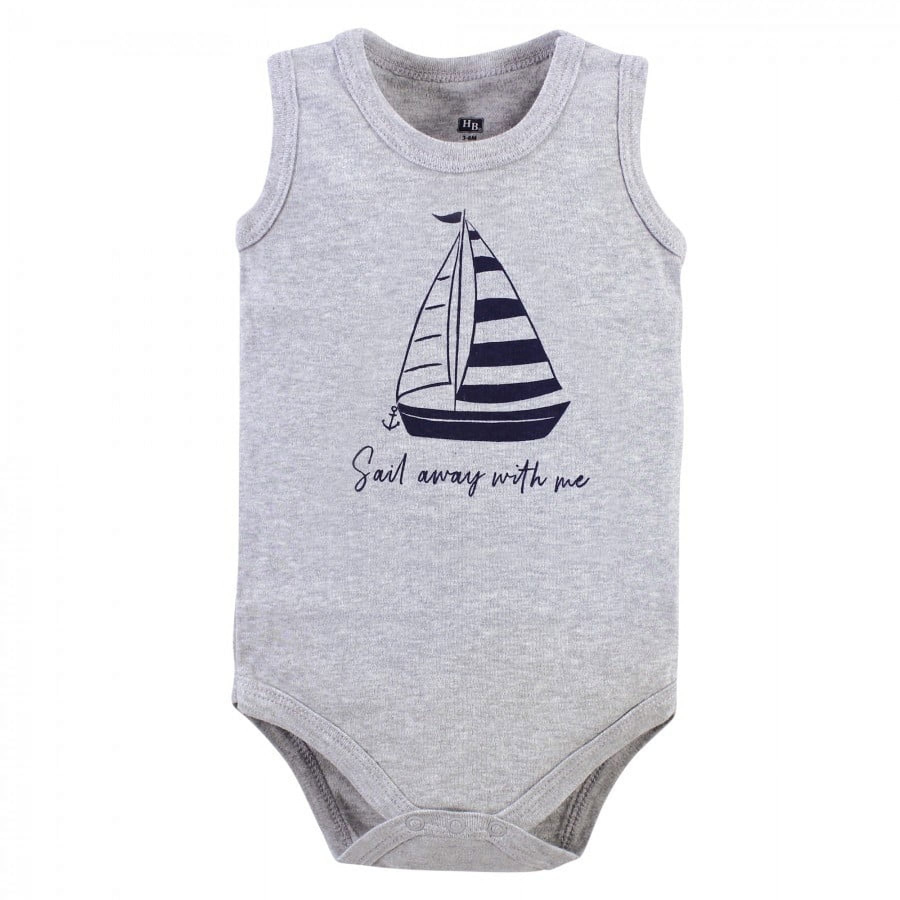 Hudson Baby Infant Boy Cotton Sleeveless Bodysuits 5pk, Captain, 3-6 Months