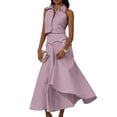 thumbnail image 2 of Women 2 Piece Skirt Sets Sleeveless Collared ButtonTop Long Skirt L, 2 of 9