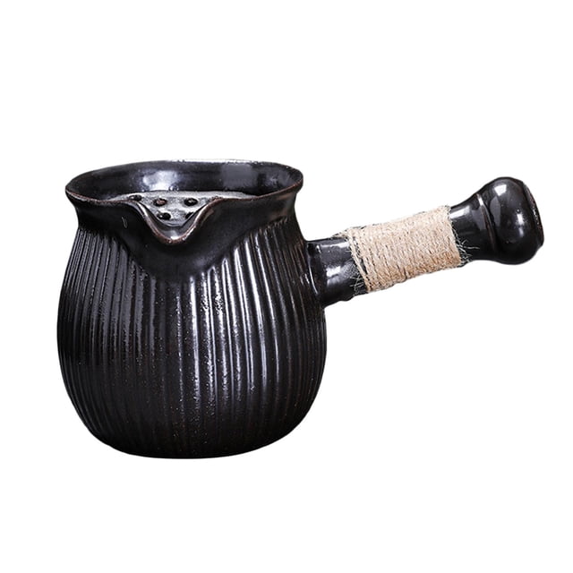 Tetera de cerámica con asa lateral, estufas portátiles, té hervido para hervir agua caliente, tetera para exteriores, hogar, Picnic, cocina negro Macarena Tetera