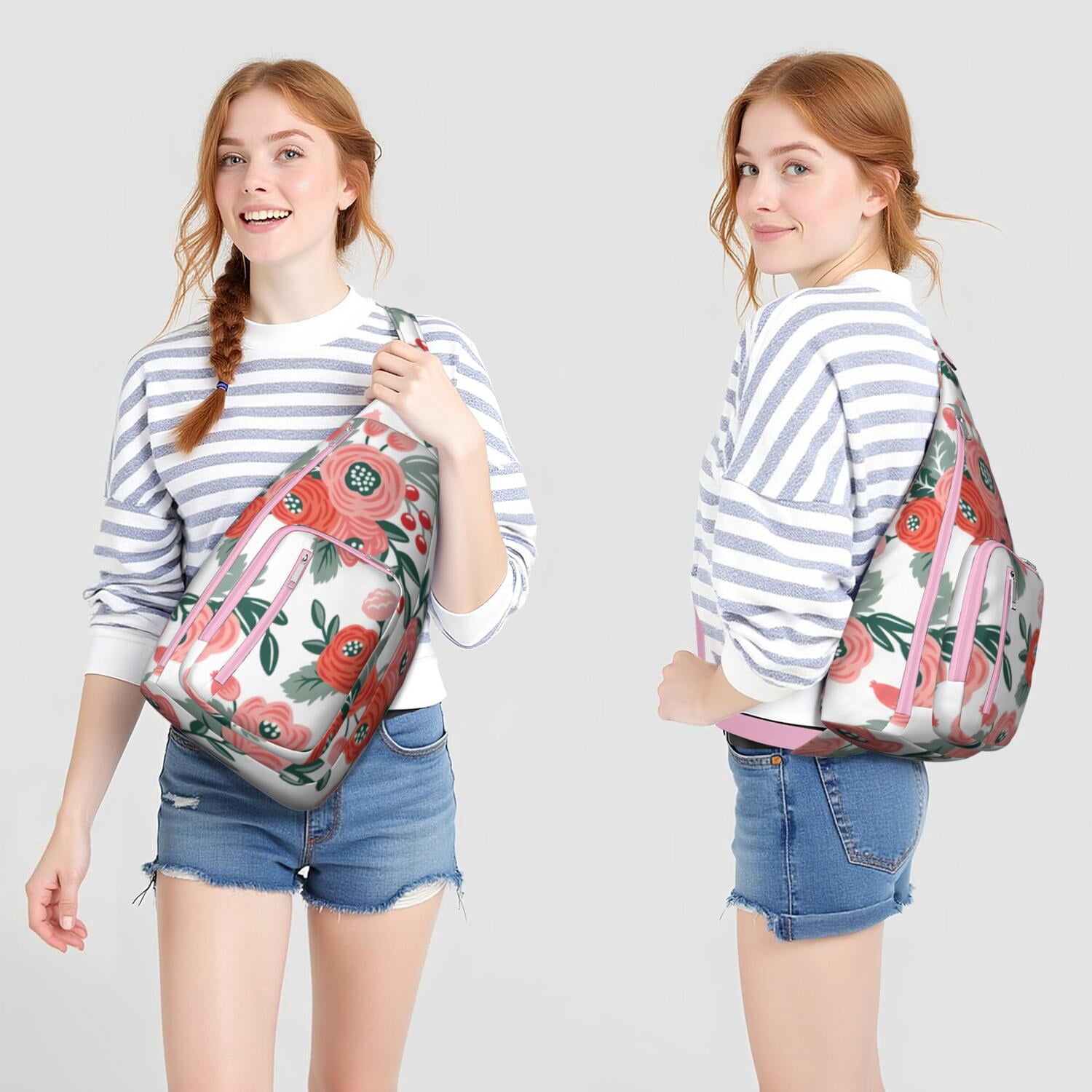 Durable Breathable Sling Bag with Sunflower Pattern for Tactical Use