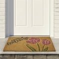 thumbnail image 2 of Northlight Natural Coir Floral Rectangular "Welcome" Doormat 18" x 30", 2 of 5