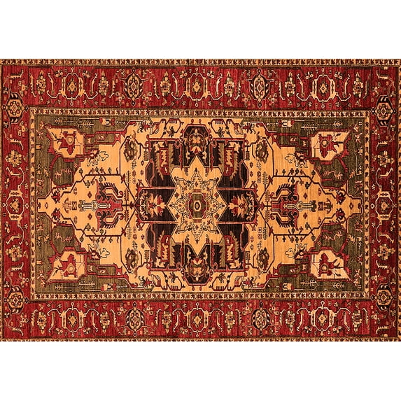 Ahgly Company Indoor Rectangle Oriental Orange Industrial Area Rugs, 3' x 5'