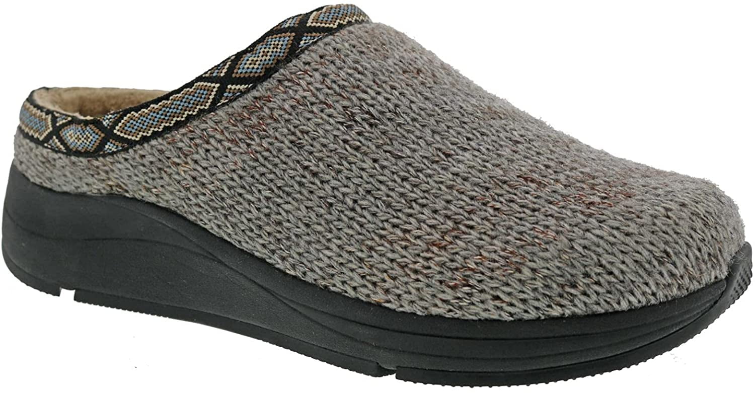 Mens Non-Slip Fabric Sweater Knit Slippers with Support 12 Woven -