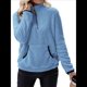 thumbnail image 3 of Sudadera Informal de con Cremallera de un Cuarto para Mujer, Larga, Ligera, Suave y Afelpada, con Bolsillos. Azul M, 3 of 8