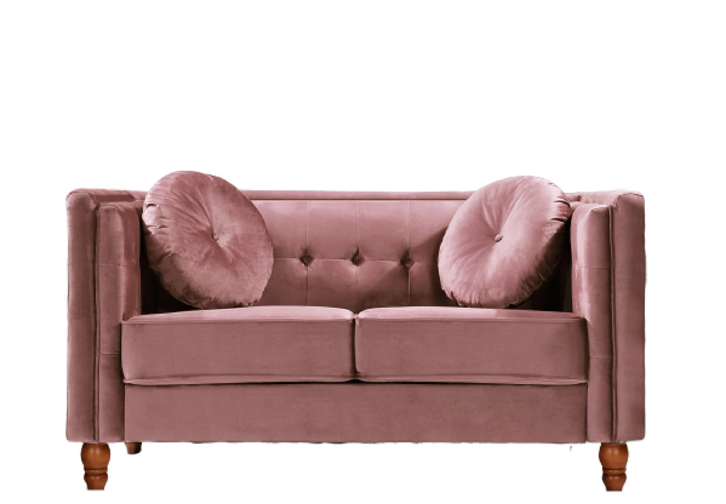 Uspridefurniture Velvet  Loveseat, Removable Seat Cushions, Rose