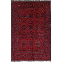 Hand Knotted Afghan Khal Muhammadi Wool Rug - 4'4'' x 6'7''