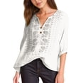 thumbnail image 6 of T Shirts for Women 2026 Summer Vintage Boho 3/4 Sleeve Shirt V Neck Embroidered Casual Tshirt Blouse, 6 of 7