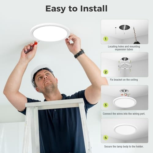 HOVMAP Flush Mount Light, 8 PC LED Flush Mount Ceiling Light Fixture 18W Adjustable Low Profile Ceiling Lights, Round, Dimmable Ceiling Light, Kitchen Lighting Fixtures Ceiling, 9" White 5CCT