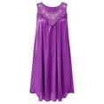 thumbnail image 6 of UFOUND Women Sleepwear Casual Solid Color Dress Sleeveless Round Neck Lace Splice Dress Pullover Loose Dress Pajamas Homewear Loungewear Nightwear Comfort, 6 of 6