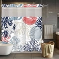 thumbnail image 2 of Navy Blue Coastal No Hook Shower Curtain with Snap in Liner, Waterproof Fabric Shower Curtains, Grey Red Beige Coral Starfish Nautical Shower Curtain Set Top See Through for Bathroom 72"x78", 2 of 8