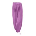 thumbnail image 5 of Ohufall Cotton Linen Pants for Women Fashion Casual Solid Color Drawstring Elastic Waist Trousers Loose Fit Beach Pants, 5 of 7