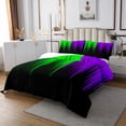 thumbnail image 2 of Green Purple Black Bedspread Set Queen Abstract Gradient Stripes Bedding Set,Vintage Ombre Striped Lines Geometric Quilt Set,Stripe Modern Quilted Simple Room Decor, 2 of 3