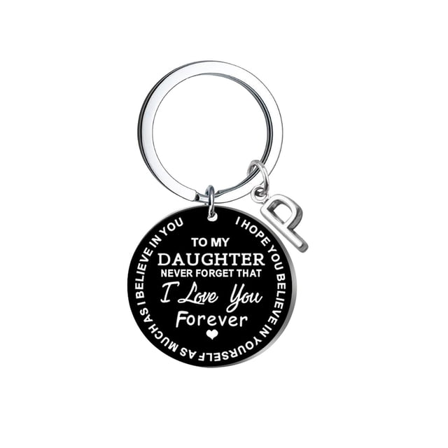 Llavero creativo DIY para mi hija, acero inoxidable negro, apellido, 26 letras, 2,5 cm Wmkox8yi sjalhkljlk3851