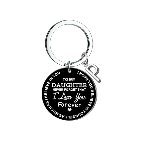 Llavero creativo DIY para mi hija, acero inoxidable negro, apellido, 26 letras, 2,5 cm Wmkox8yi sjalhkljlk3851