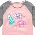 thumbnail image 3 of Instant Message - Type of Dinosaurs - Triceratops, T-Rex, Stegosaurus - Toddler & Youth Girls Raglan Graphic T-Shirt, 3 of 5
