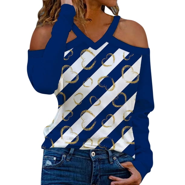 Las tapas del hombro para las mujeres Sexy Impresión digital 3D Camiseta de manga larga Primavera Cuello en V fino Jersey Túnicas Pompotops FGAJ170